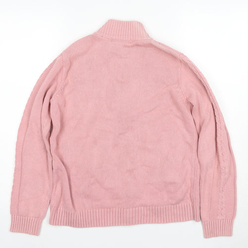 ISLE Women's Pink Full Zip Mock Neck Jumper, Size S