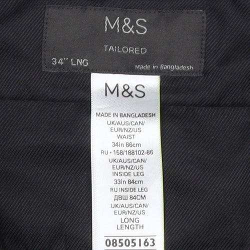 Marks and Spencer Men's Black Dress Pants 34 Regular