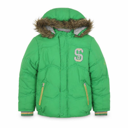 St George Boys Green Puffer Jacket 11-12Y, Hooded, Winter Warmth