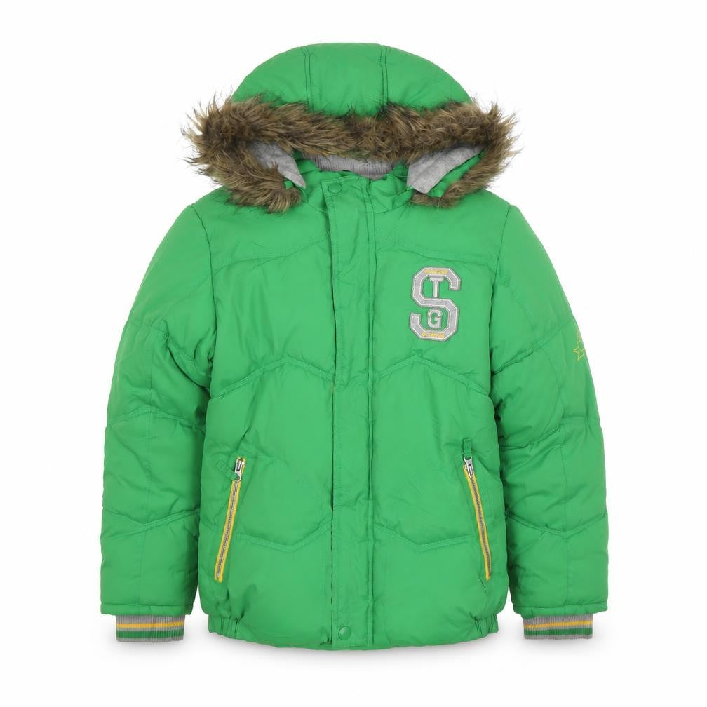 St George Boys Green Puffer Jacket 11-12Y, Hooded, Winter Warmth