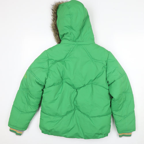 St George Boys Green Puffer Jacket 11-12Y, Hooded, Winter Warmth