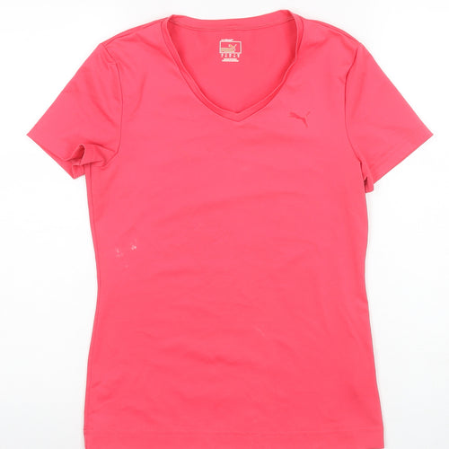Puma Women's Pink Slim Fit V-Neck T-Shirt Size 12