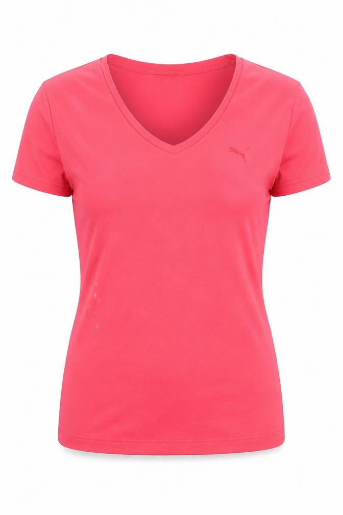 Puma Women's Pink Slim Fit V-Neck T-Shirt Size 12