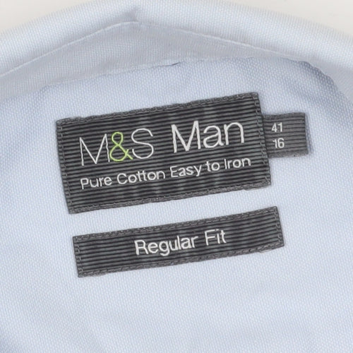 Marks and Spencer Men’s Blue Regular Fit Long Sleeve Shirt