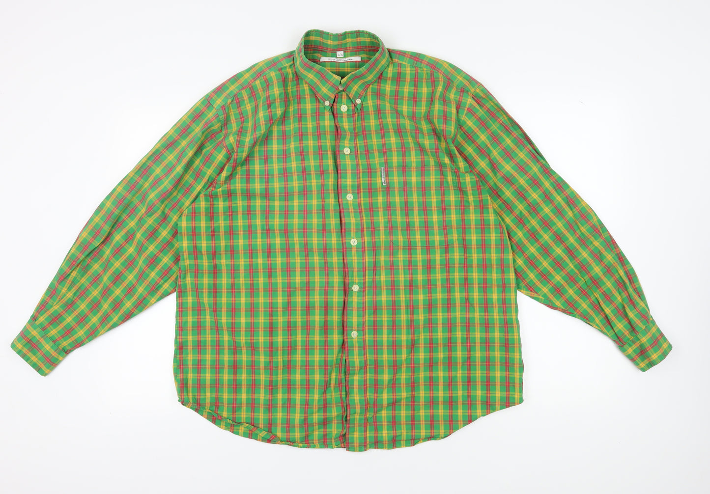 Ben Sherman Men's Green Plaid Button-Up 4XL Shirt
