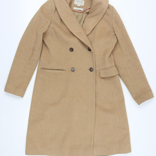 Monsoon Women's Beige Wool Blend Overcoat Size 10