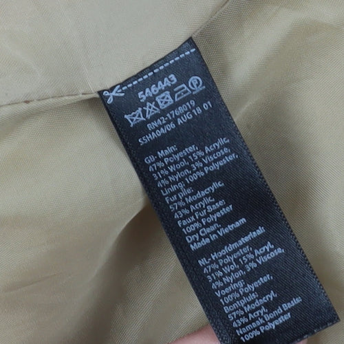 Monsoon Women's Beige Wool Blend Overcoat Size 10