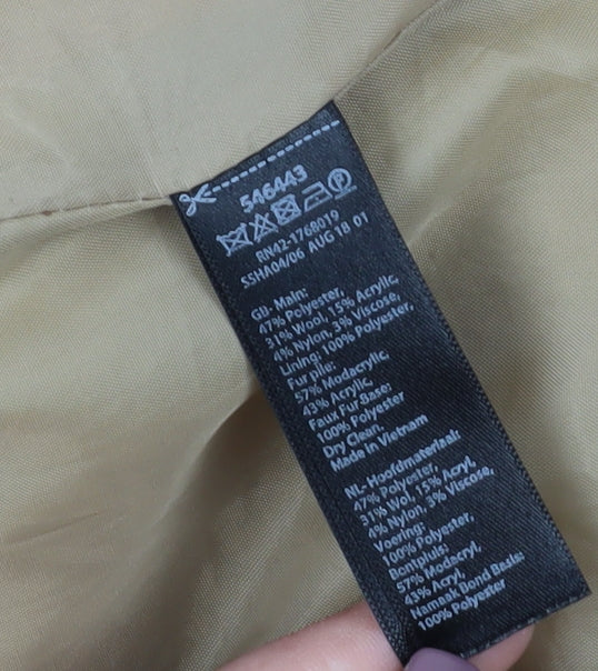 Monsoon Women's Beige Wool Blend Overcoat Size 10