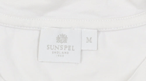 Sunspel Men's White Cotton Crew Neck T-Shirt M