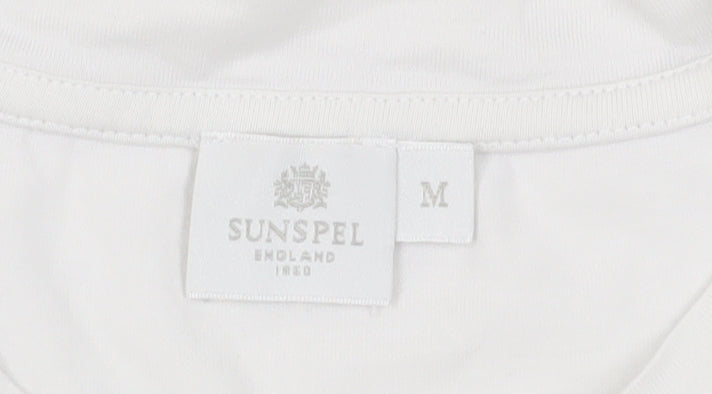 Sunspel Men's White Cotton Crew Neck T-Shirt M