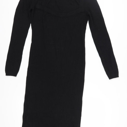 Brave Soul Black Midi Bodycon Dress - Medium