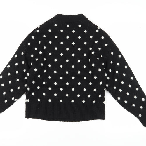 H&M Women's Black XS Crew Neck Polka Dot Pullover