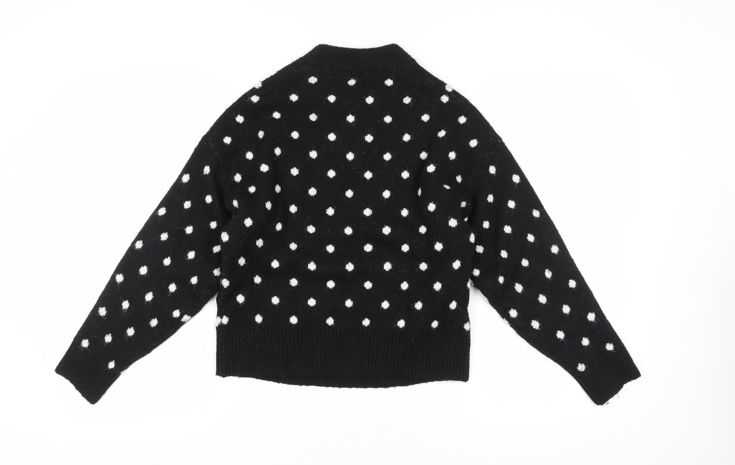 H&M Women's Black XS Crew Neck Polka Dot Pullover