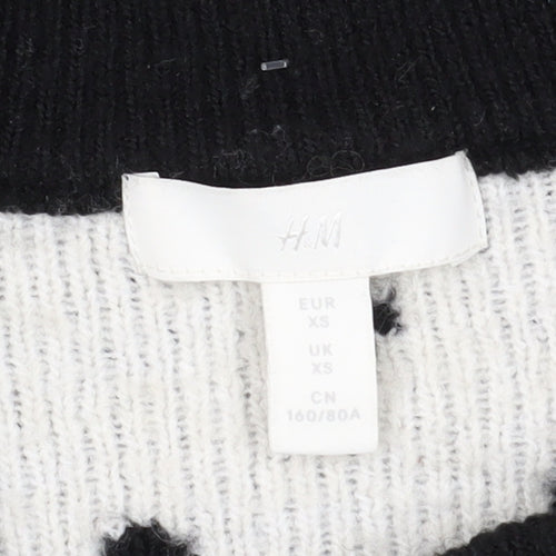 H&M Women's Black XS Crew Neck Polka Dot Pullover