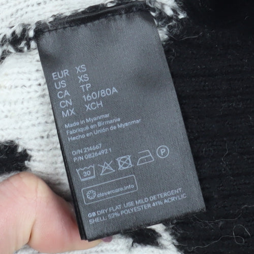 H&M Women's Black XS Crew Neck Polka Dot Pullover