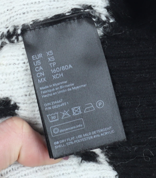 H&M Women's Black XS Crew Neck Polka Dot Pullover