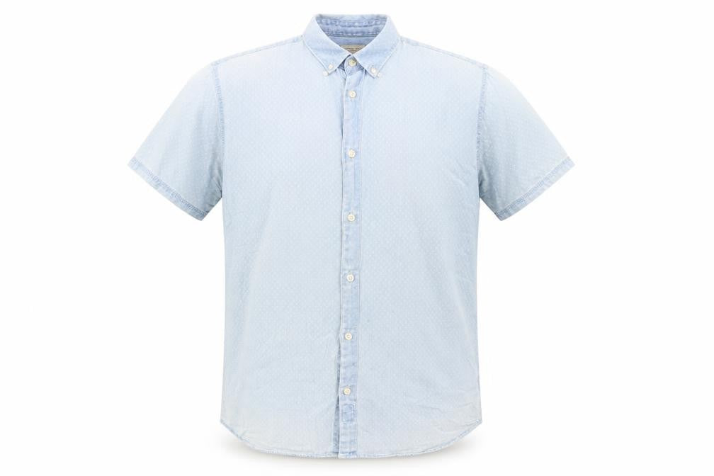 Front view of SELECTED HOMME Men's Blue Regular Fit Shirt 16.5