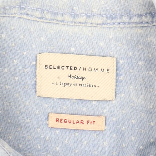 SELECTED HOMME Men's Blue Regular Fit Shirt 16.5