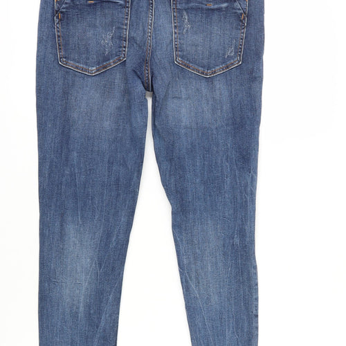 Zara Women's Blue Distressed Regular Fit Jeans Size 14