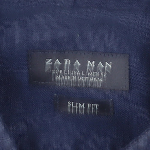 Zara Men Blue Slim Fit Button-Up Shirt