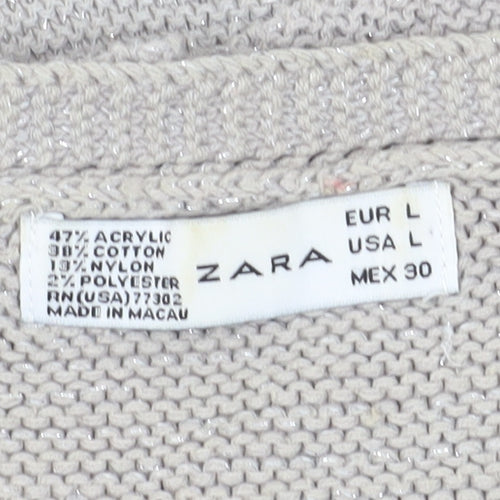 Zara Women's Beige Knit Vest - Size L