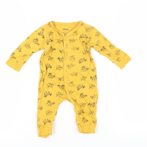 Disney Yellow Mickey Mouse Unisex Baby Babygrow, 9-12 Months