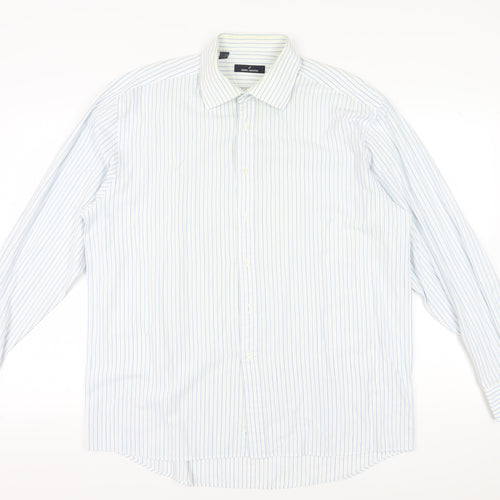 Daniel Hechter Men's White Striped Button-Up Shirt 44