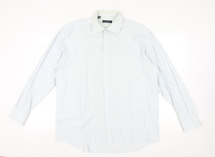 Daniel Hechter Men's White Striped Button-Up Shirt 44
