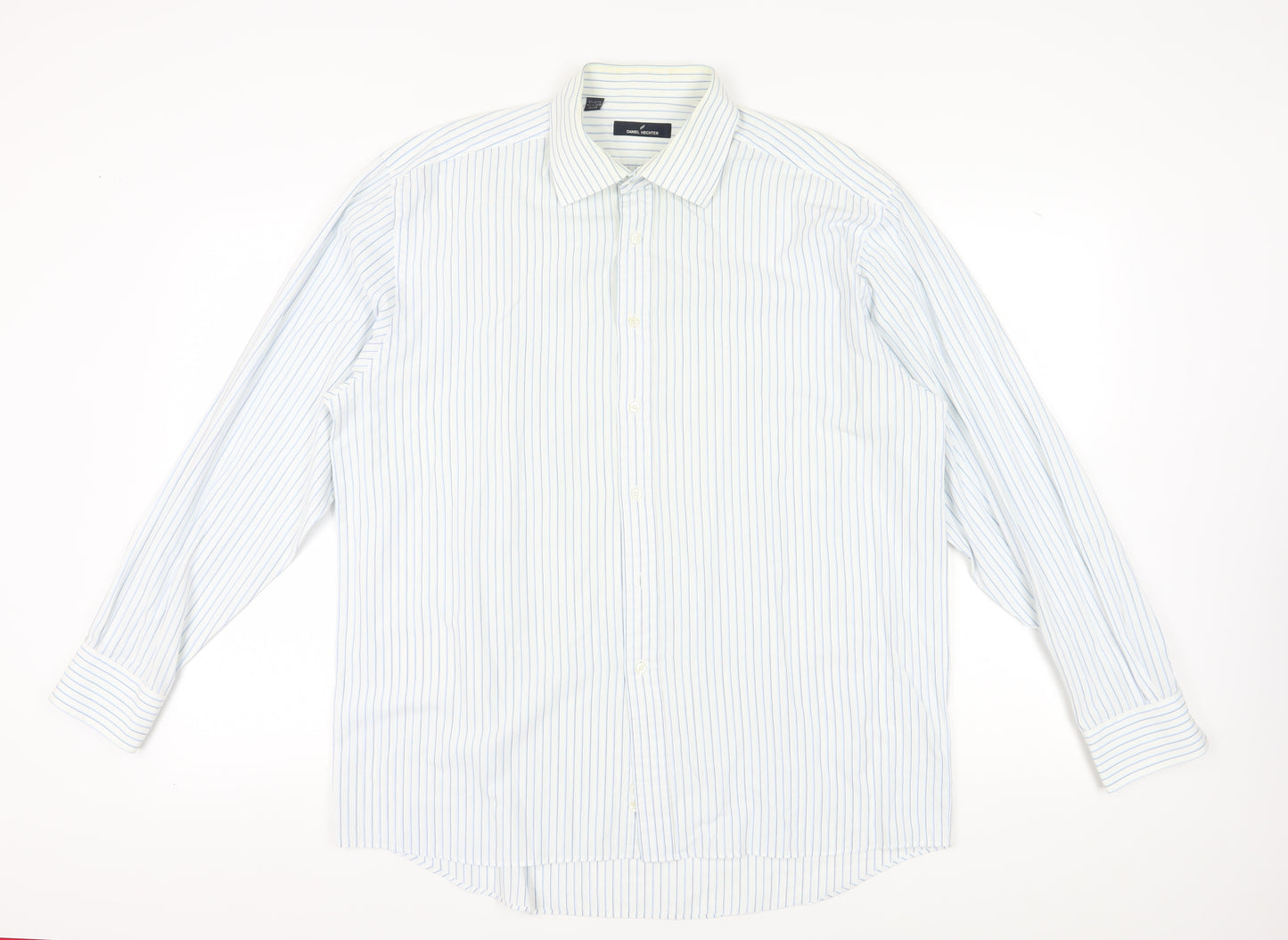 Daniel Hechter Men's White Striped Button-Up Shirt 44