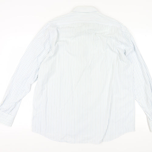 Daniel Hechter Men's White Striped Button-Up Shirt 44
