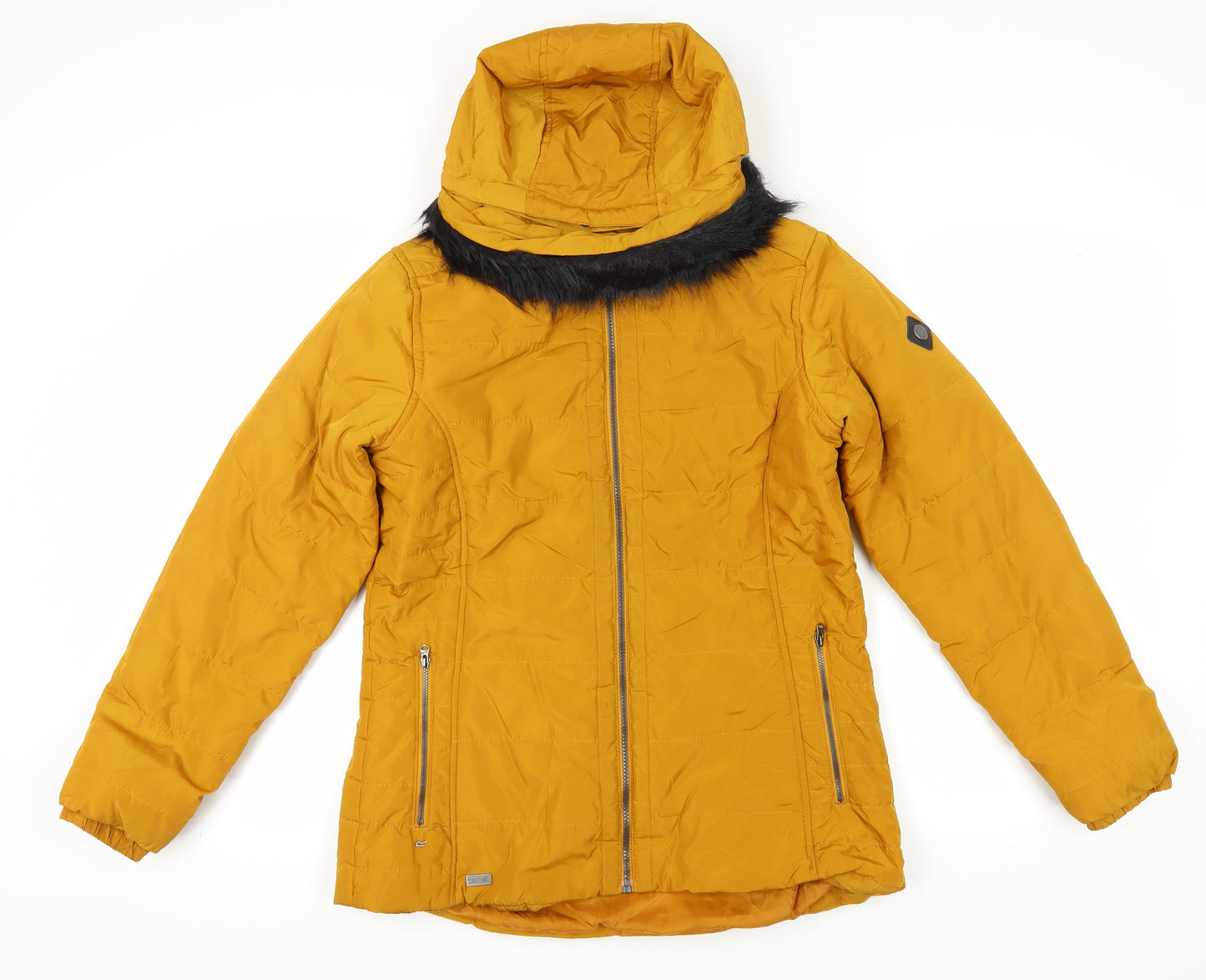 Regatta Women's Yellow Hooded Puffer Jacket Size 14