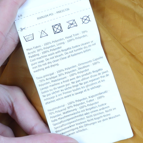 Regatta Women's Yellow Hooded Puffer Jacket Size 14