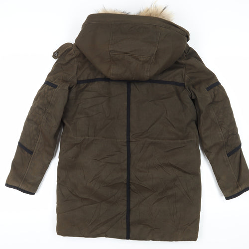 The Kooples Women's Brown Parka Coat M - Fur Trim Classic