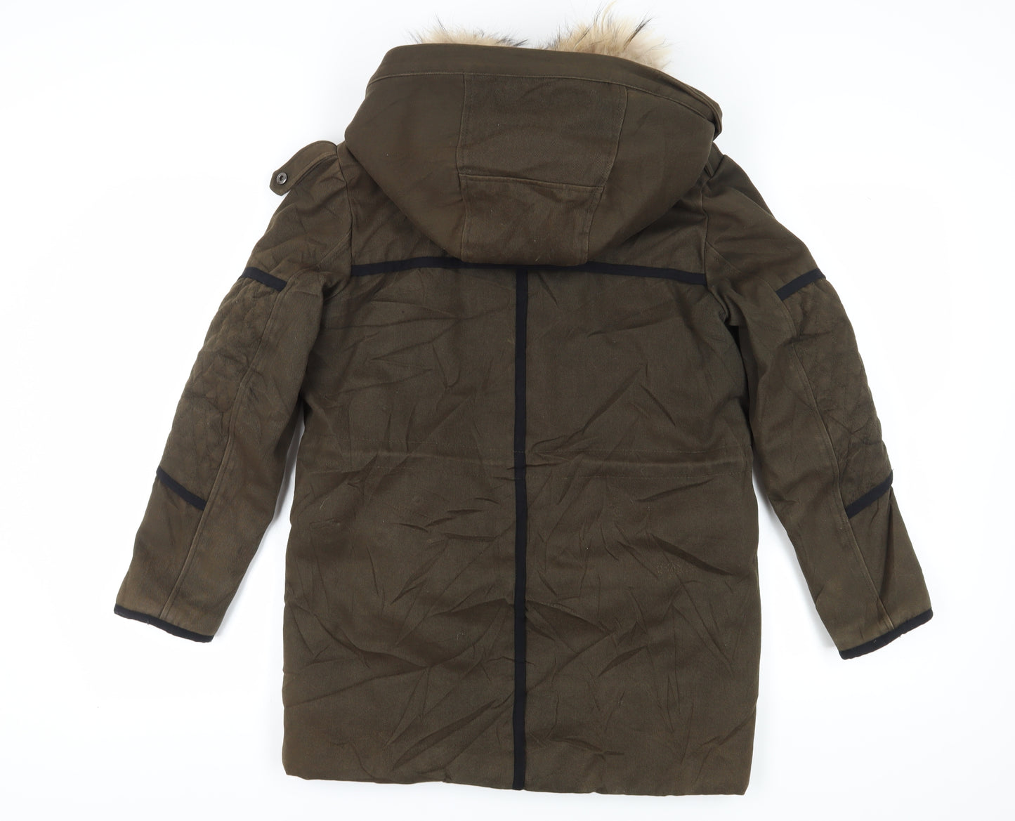 The Kooples Women's Brown Parka Coat M - Fur Trim Classic