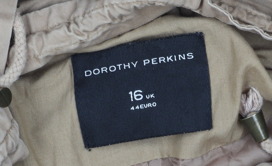 Dorothy Perkins Women's Beige Parka Coat Size 16