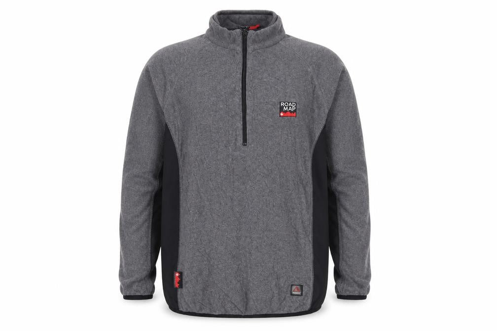 Front view of ROAD MAP Men's Grey Fleece Mock Neck Sweatshirt, size S