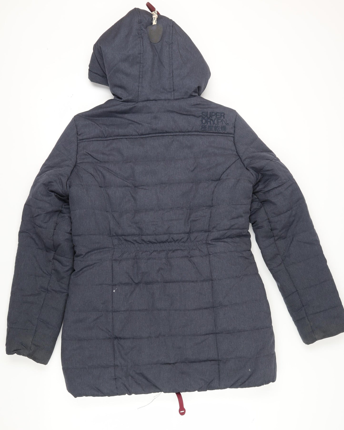 Superdry Women's Blue Duffle Coat Size L Winter Hooded