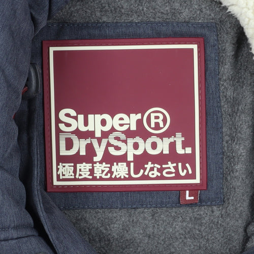 Superdry Women's Blue Duffle Coat Size L Winter Hooded