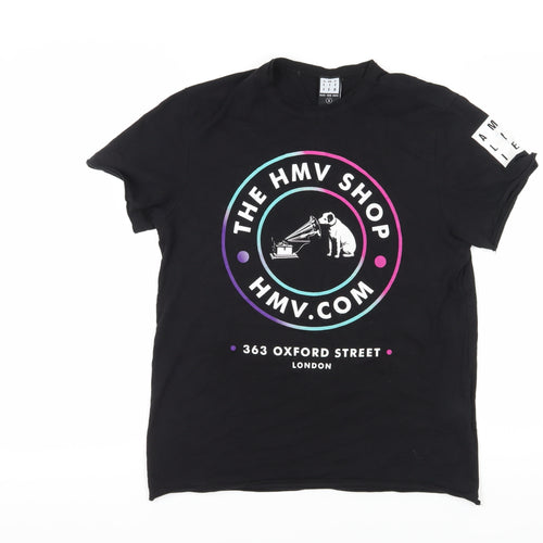 Amplified Black Graphic T-Shirt Unisex S Casual Style