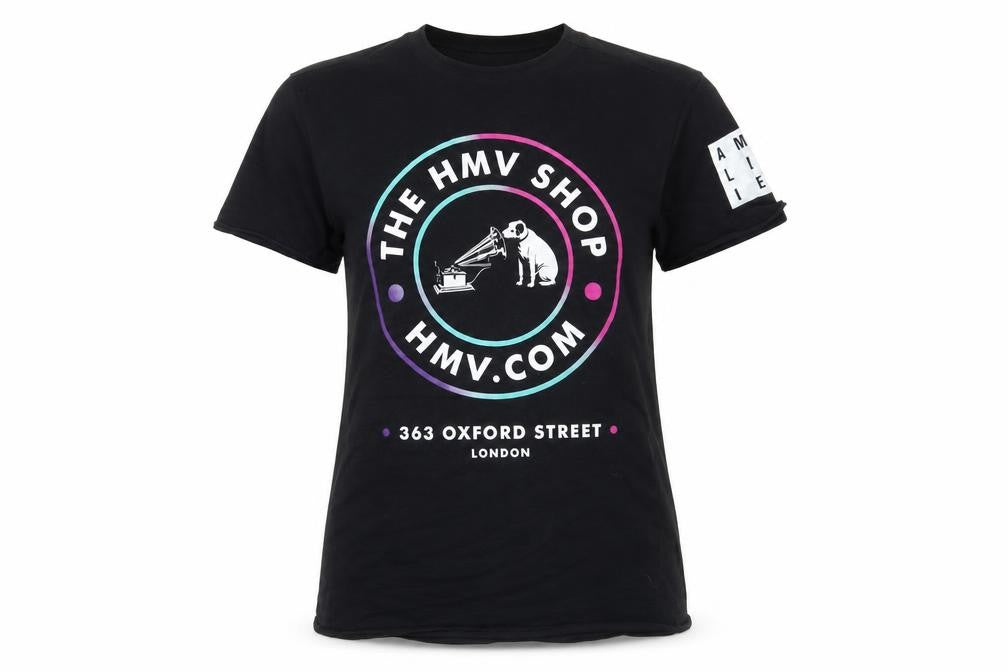 Amplified Black Graphic T-Shirt Unisex S Casual Style