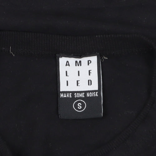 Amplified Black Graphic T-Shirt Unisex S Casual Style