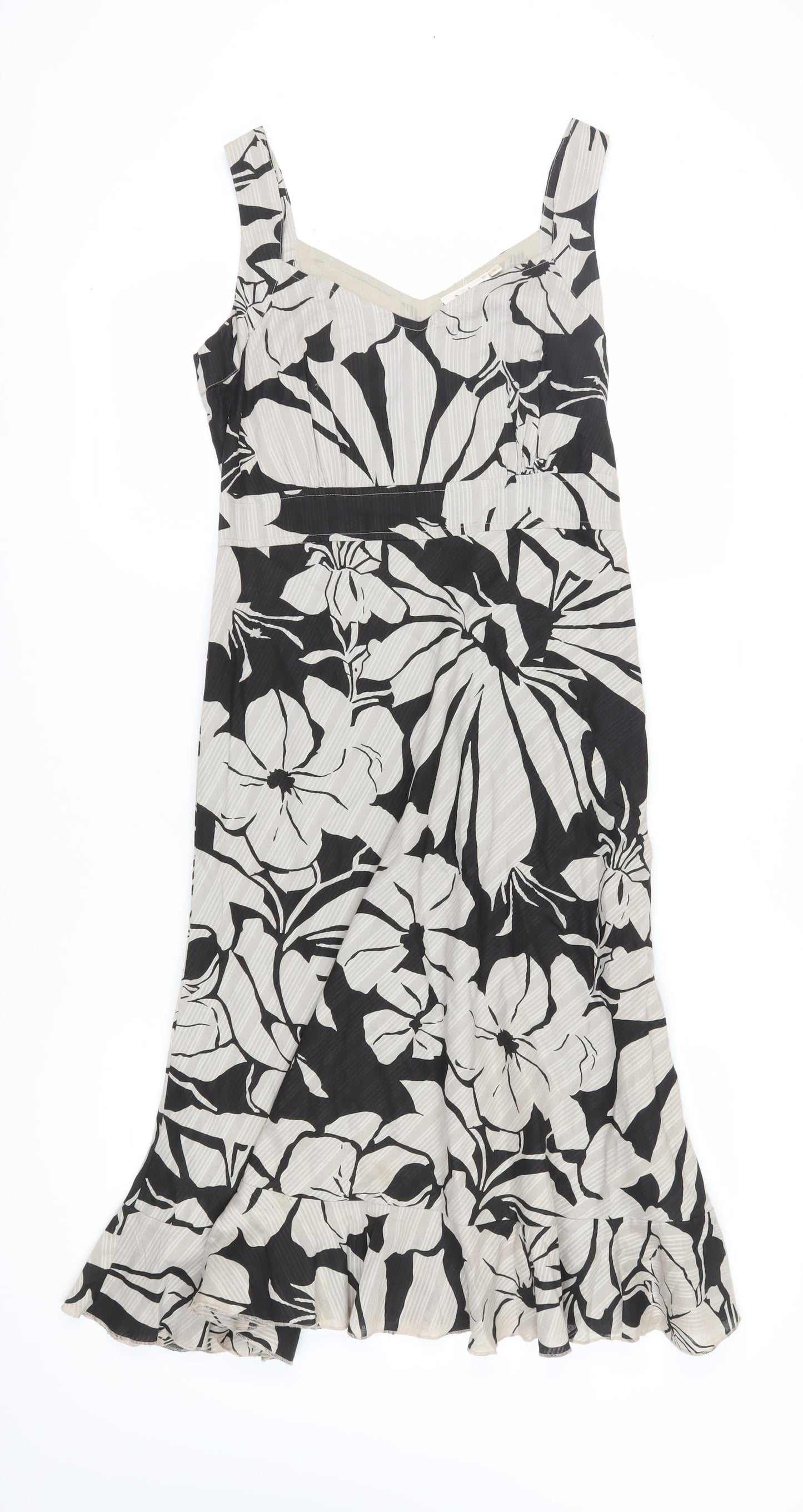 Adini Women's Floral A-Line Dress in S Beige/Black