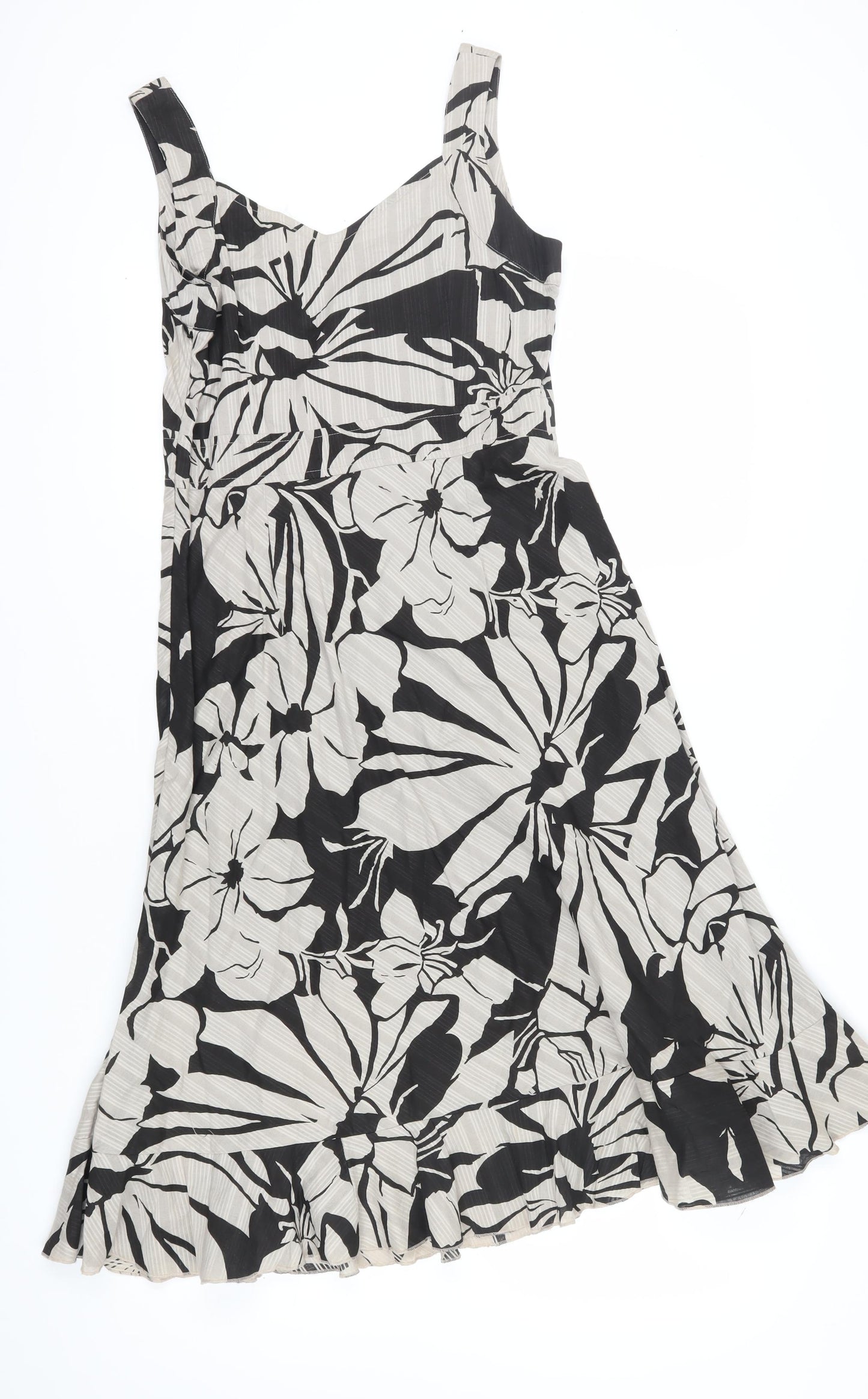Adini Women's Floral A-Line Dress in S Beige/Black