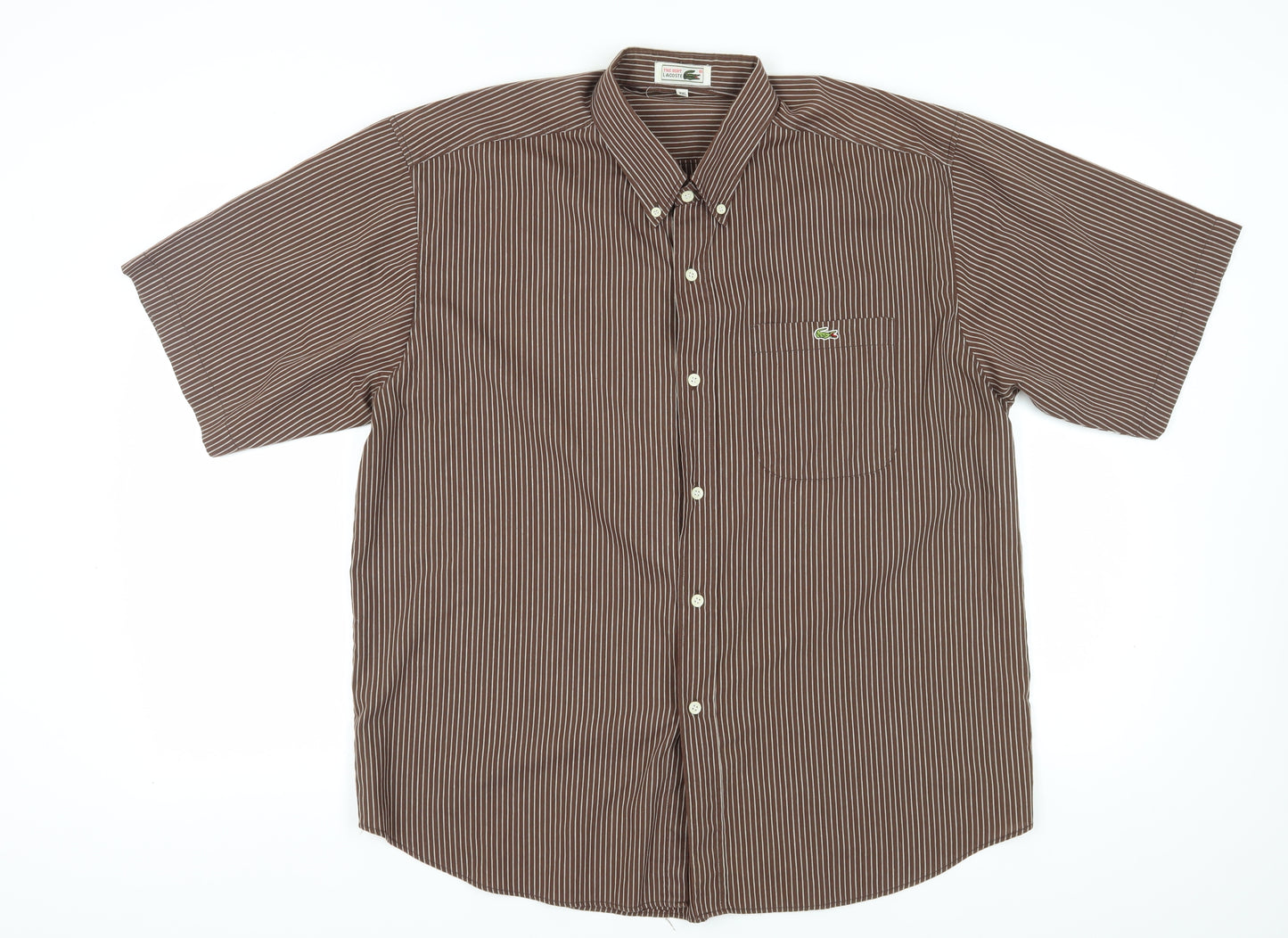 Lacoste Men's Brown Striped 2XL Button-Up Shirt