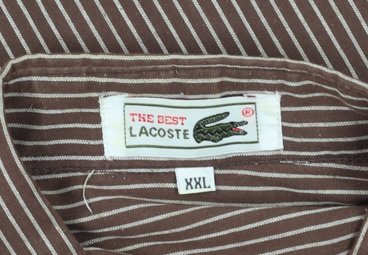 Lacoste Men's Brown Striped 2XL Button-Up Shirt