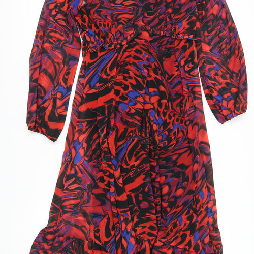 Roman Women's Red Abstract Wrap Dress - Size 14