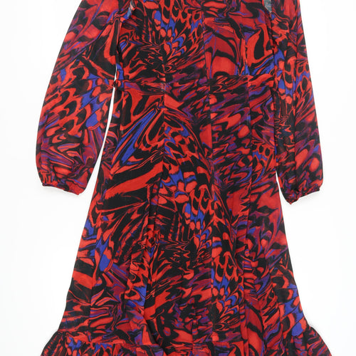 Roman Women's Red Abstract Wrap Dress - Size 14