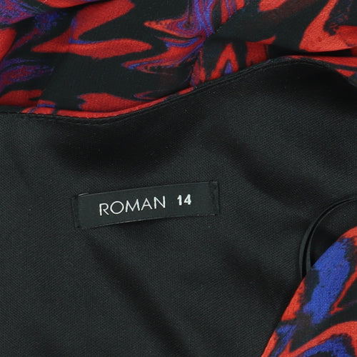 Roman Women's Red Abstract Wrap Dress - Size 14