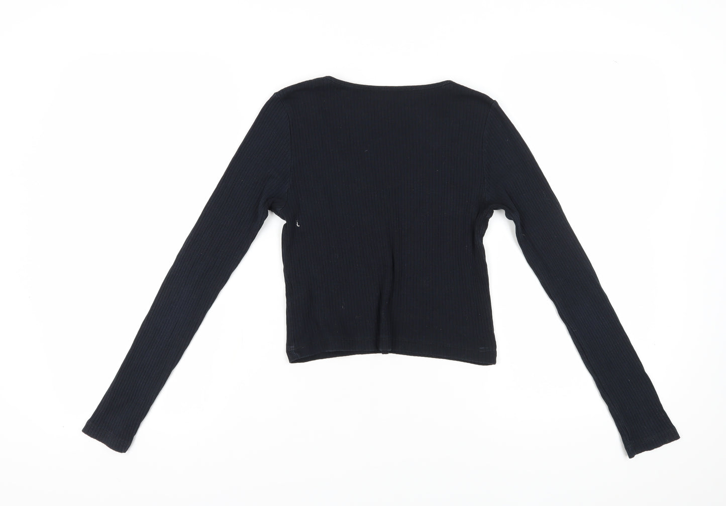 Topshop Women's Black V-Neck Cropped T-Shirt Size 10