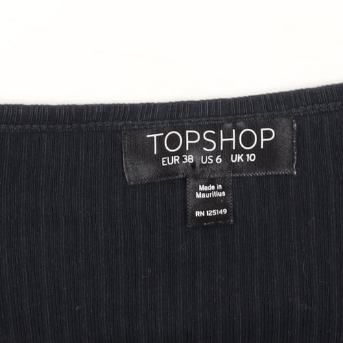 Topshop Women's Black V-Neck Cropped T-Shirt Size 10